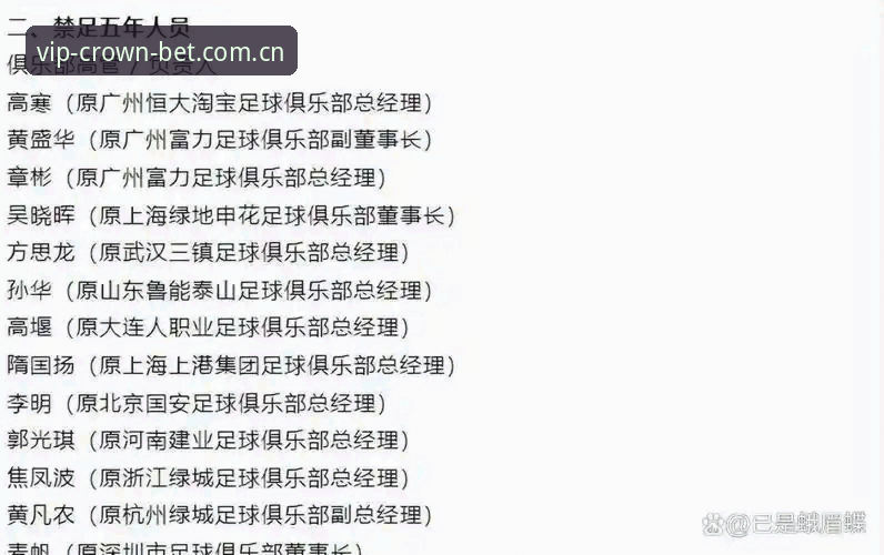 中国足坛重磅罚单深度评测：从皇冠体彩投注平台看第三批禁足名单的行业警示